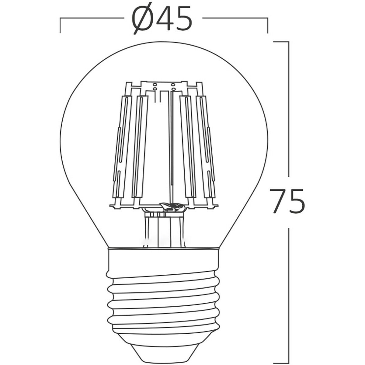 Vorteilspack 10x LED-Lampe E27 Kugel Filament - Brinton - Amber 4W 360lm - 822 Sehr Warmweiß 2200K - G45 | Ersatz für 32W