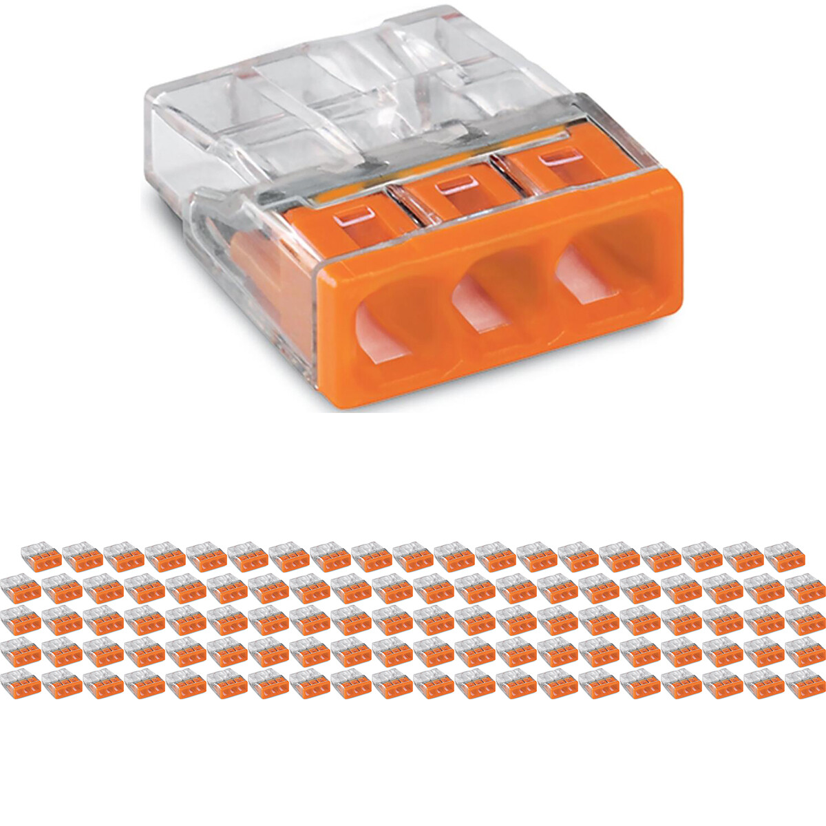 WAGO - Verbindungsklemme - 3-polig - 0,5-2,5mm² - Orange - 100 Stück