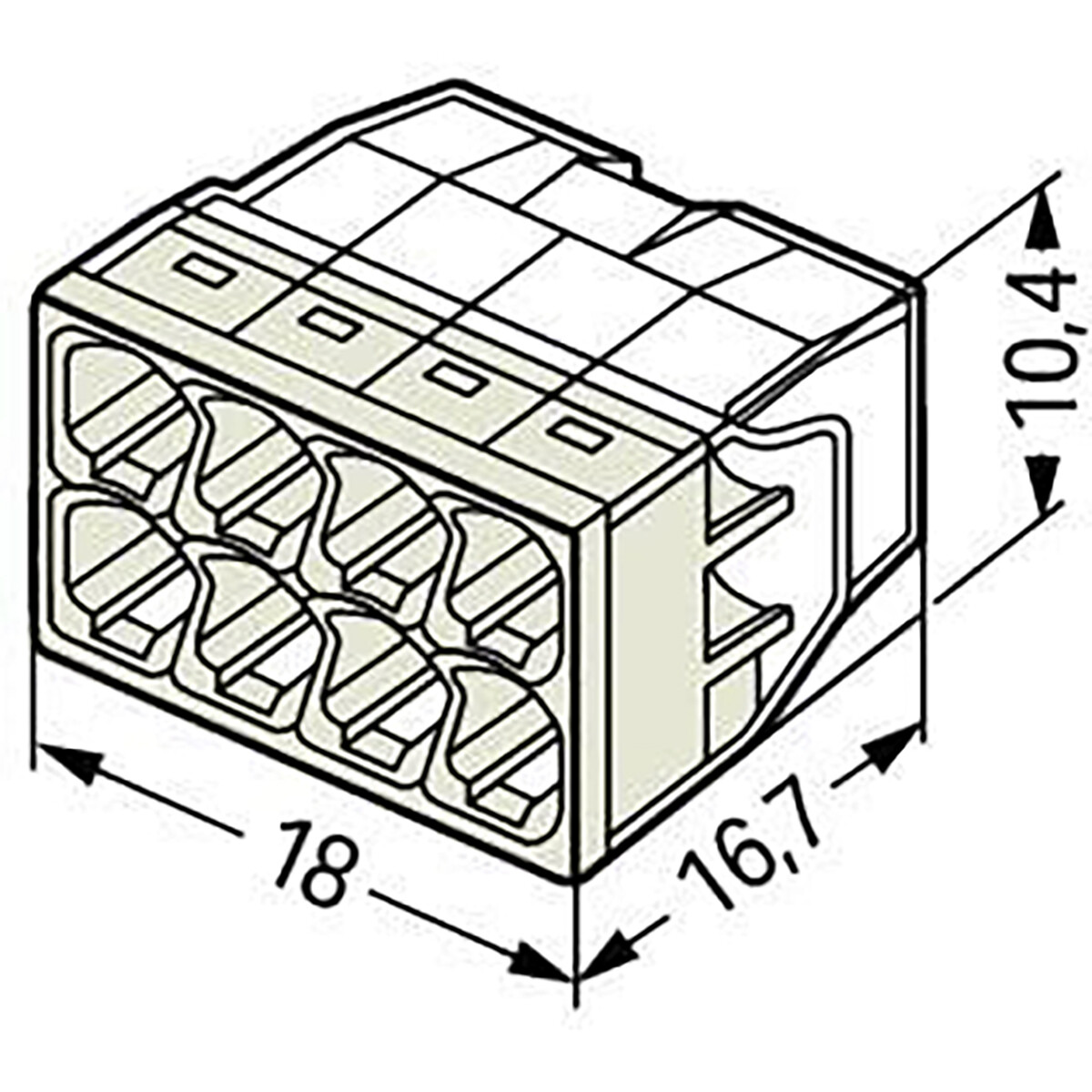 WAGO - Verbindungsklemme - 8-polig - 0,5-2,5mm² - Weiß - 10 Stück