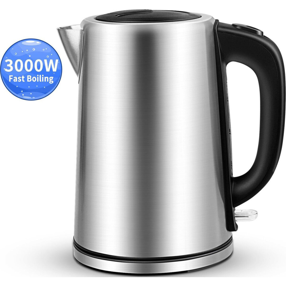 Wasserkocher - Aigi Ribon - 1.7 Liter - Schnelle Garfunktion - 3000 Watt - Gebürsteter RVS - Schwarz/Silber